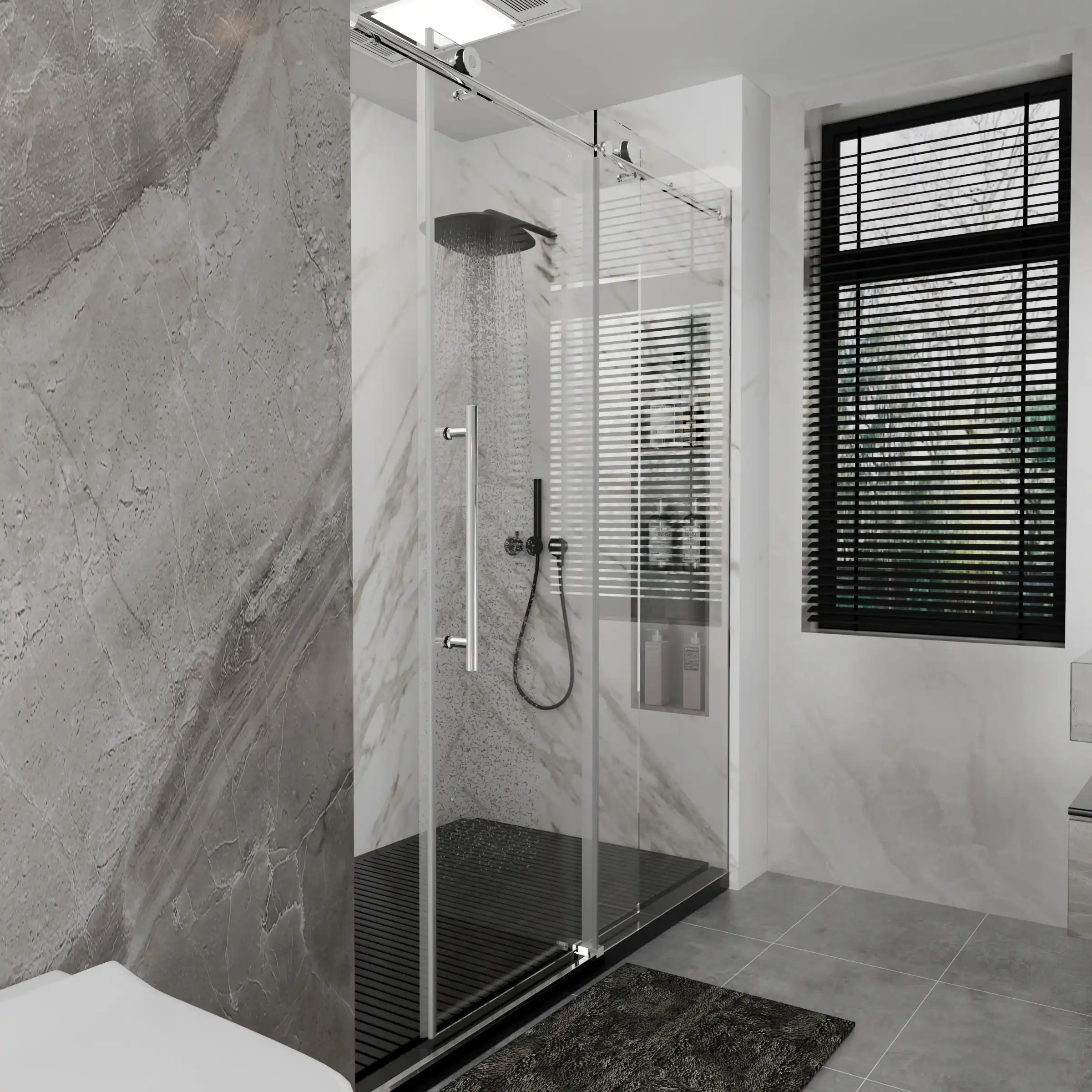 single sliding frameless shower door