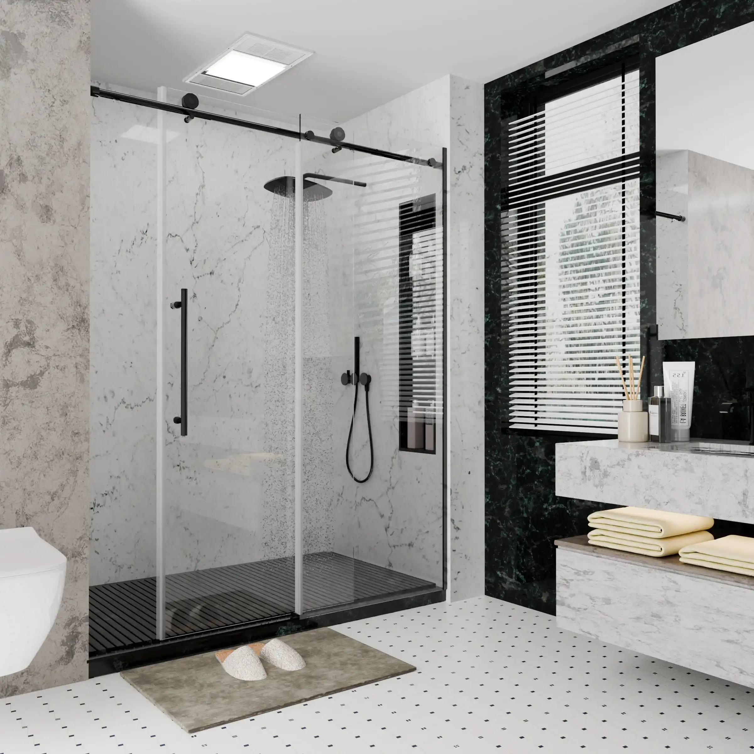 single sliding frameless shower door