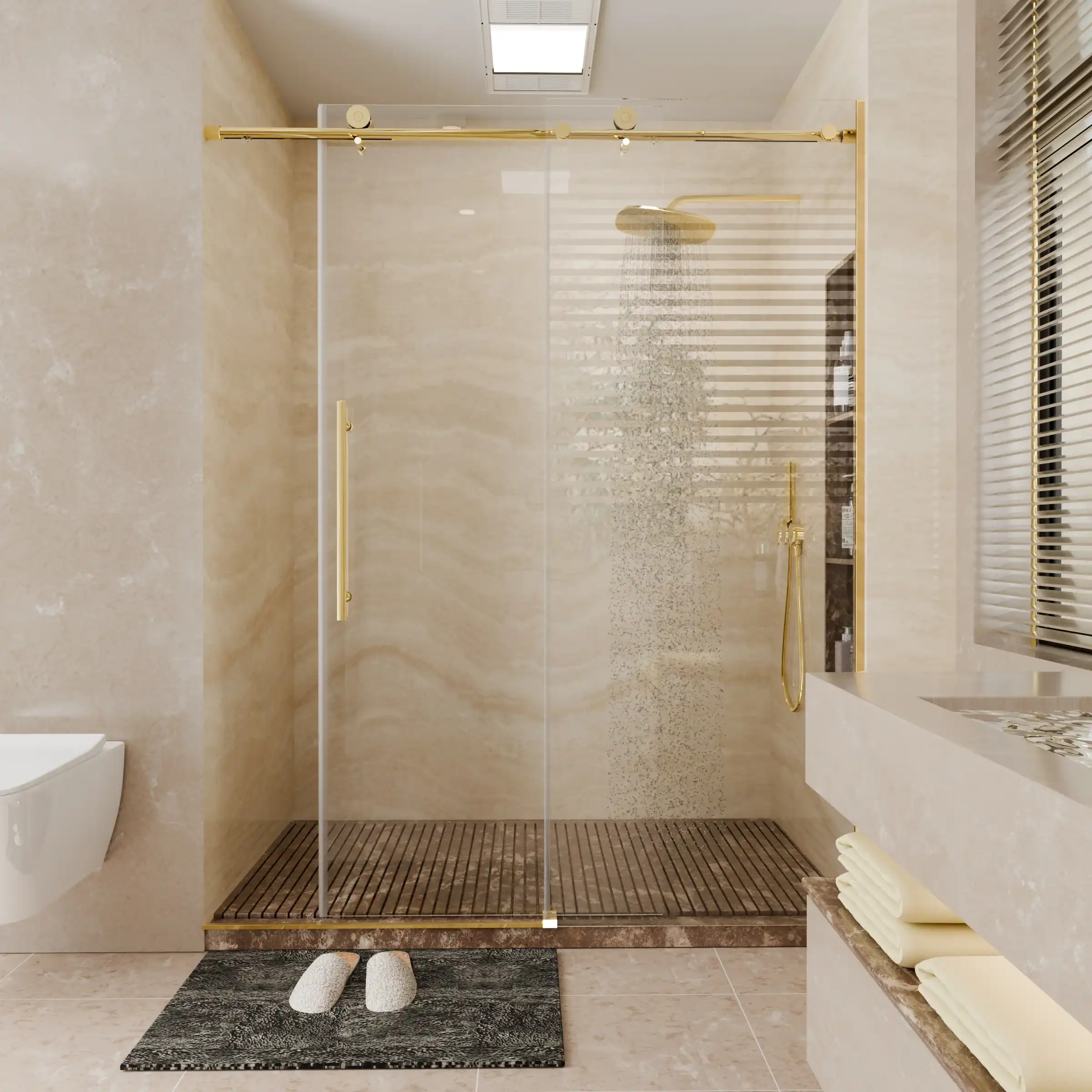 single sliding frameless shower door
