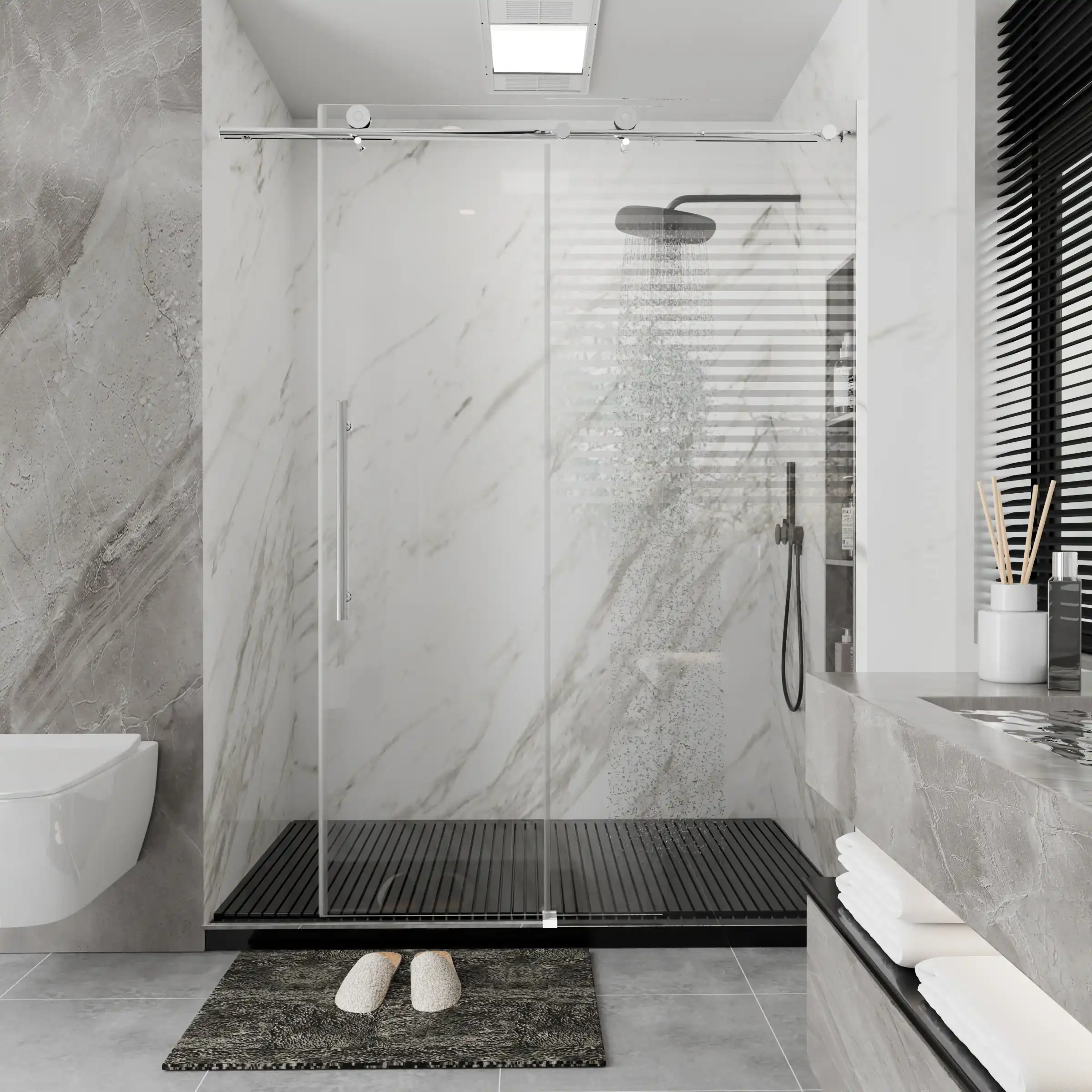 single sliding frameless shower door