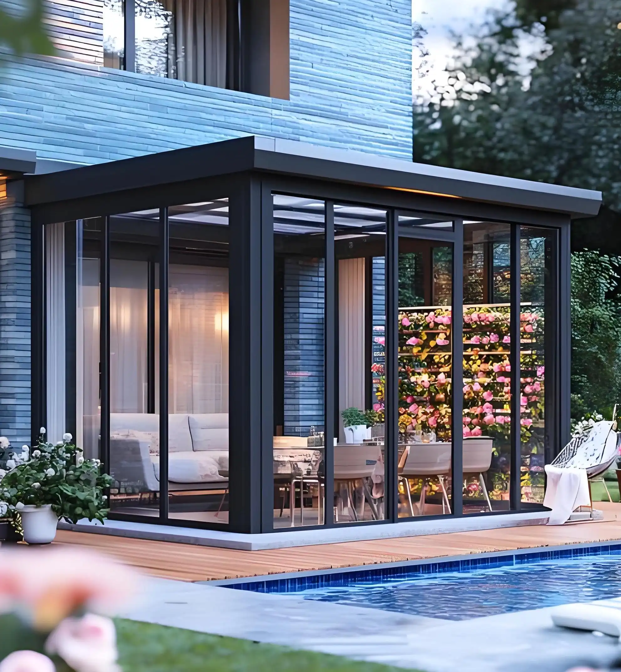 Aluminium glass conservatory